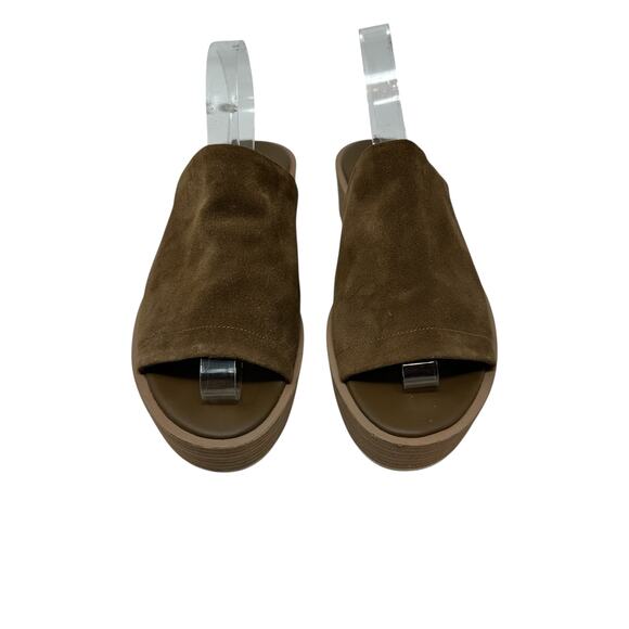 Vince Slide Sandals Platform Wedge Suede Leather Brown Size US 6.5 - Picture 5 of 14